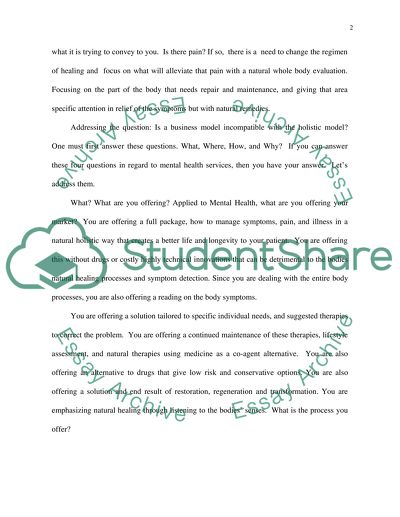 Consider the application of a business model to mental health services