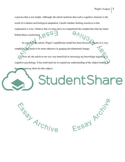 Piagets Legacy, By John Flavell