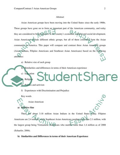 Compare/Contrast 3 Asian American Groups