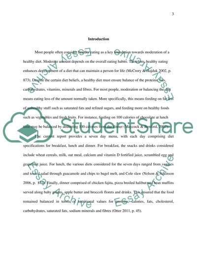 Aspects of Diet Plan and Nutrition