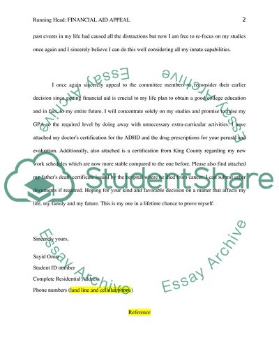 Financial Aid Appeal for Reconsideration