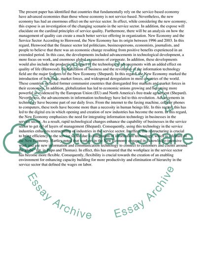 New Economy and the Service Sector