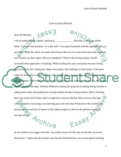 Letter to David Mitchell