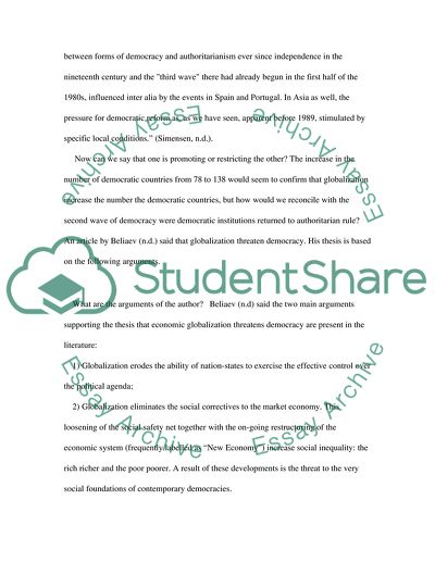 What Was the Connection Between Globalisation And the Third Wave of Democracy