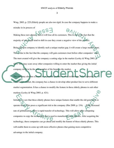 Swot Analysis of Elderly Phones