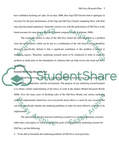 Marketing Research Plan: Old Navy