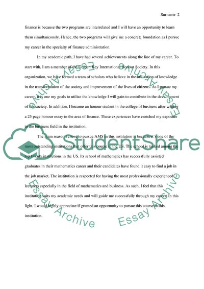 Purpose Statement of a Senior Student of Stony Brook University