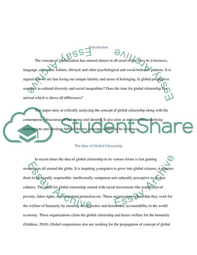 Global Citizenship in Terms of Contemporary Discourses on Identity