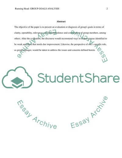 Group Goals Analysis