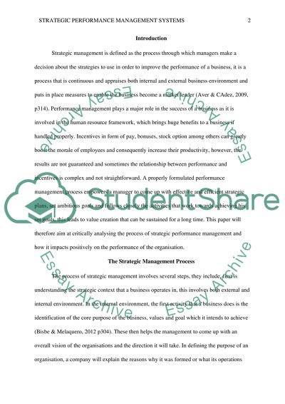 Impact of Strategic Performance Management Systems