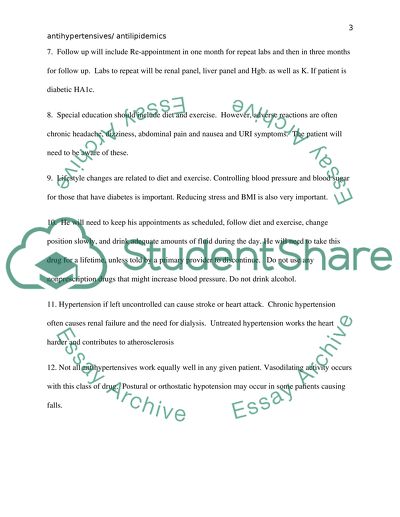 Antihypertensive and antilipidemic medications