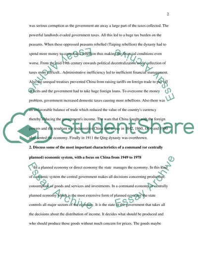 Characteristics of the Traditional Chinese Economy