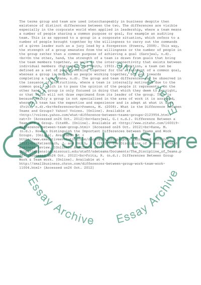 Differences between the Terms Group and Team