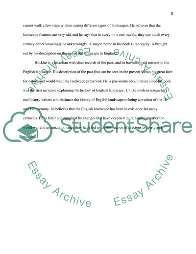 Analysis of the Book The Making of the English Landscape Written by Hoskins