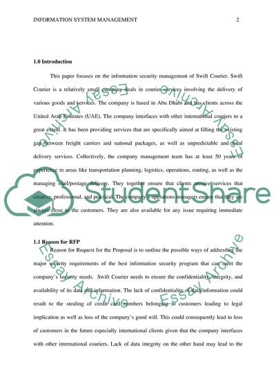 Information Security System Management for Swift Courier Company