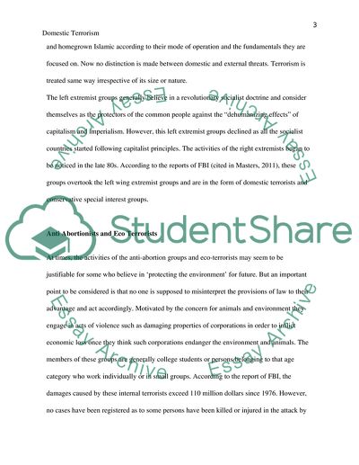 Reasons for Domestic Terrorism