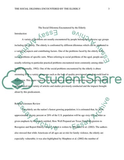 The Social Dilemma Encountered by the Elderly