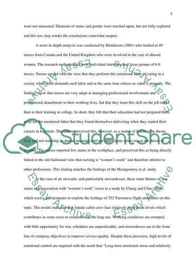 Comparing the Findings on Emotional Labor in Nurses and Stewardesses