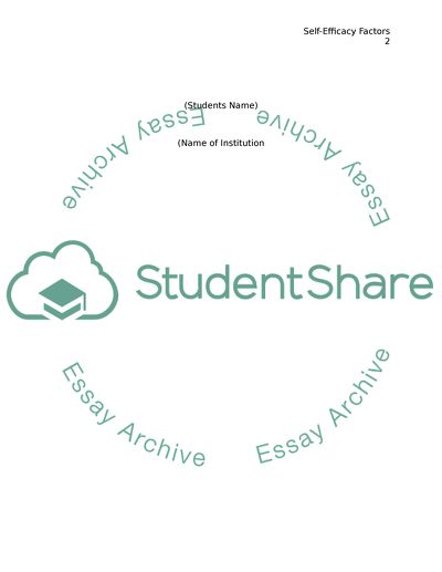 Which factors influence students self-efficacy with regard to their academic performance