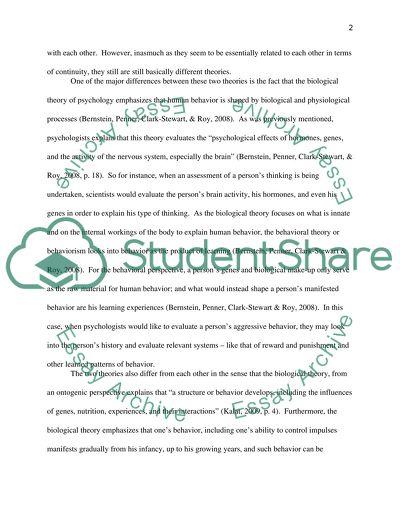 The Biological versus Behavioral Theory