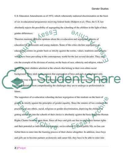 Segregation of Schools on the Basis of Gender