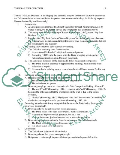 The Frailties of Power in Brownings My Last Duchess