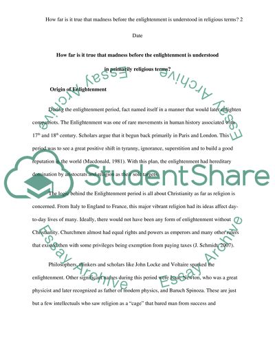 How far is it true that madness before the enlightenment is understood in primarily religious terms