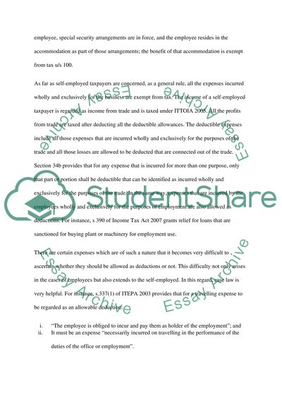 The Rules on the Deduction of Expenses for Employed and Self-Employed Persons