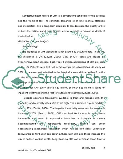 Improving Blood Pressure in CHF patients by adhering to a Low Sodium Diet