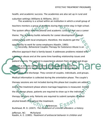 Characteristics of effective treatment programs
