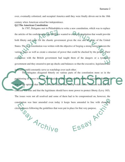 Colonization of America and The American Constitution