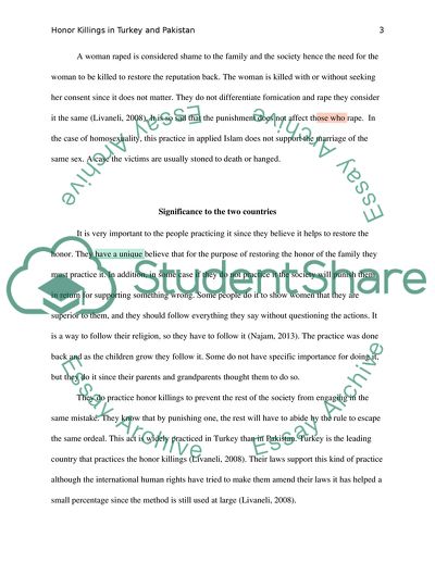 Honor Killings in Turkey and Pakistan