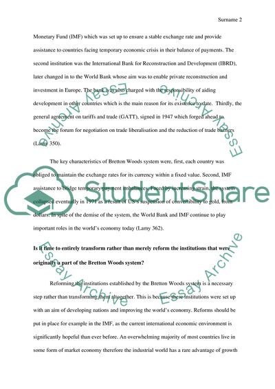 System of Bretton Woods