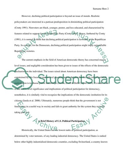 Nature and Causes of the Declining Political Participation in the United States