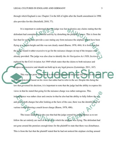 Legal Cultures in England and Germany