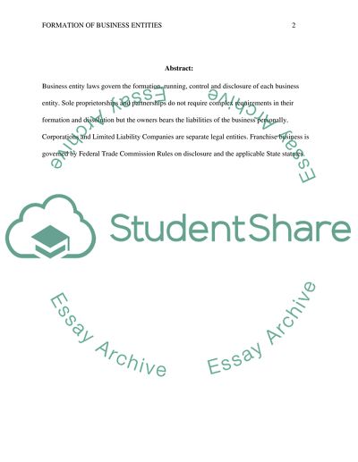 Law 5 Formation of Business Entities;