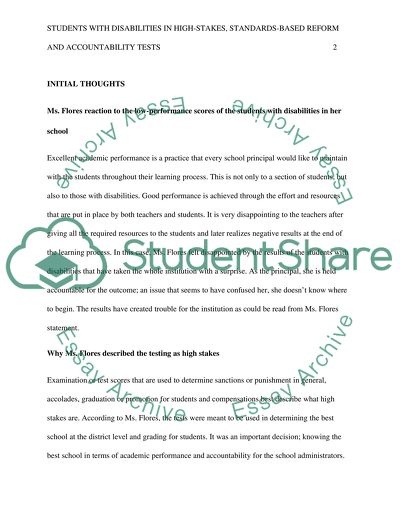 Students with Disabilities in High-Stakes, Standards-Based Reform and Accountability Tests