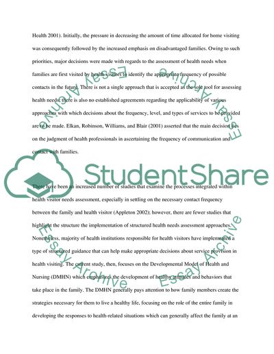 Selected Family Health Promotion Assessment and Initiative