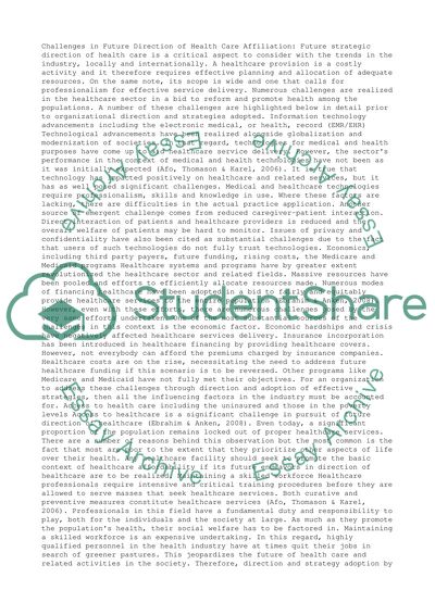 Future Direction of Health Care