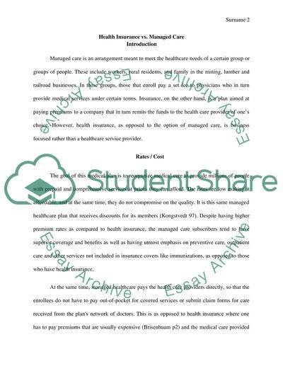 Health Insurance and Managed Care