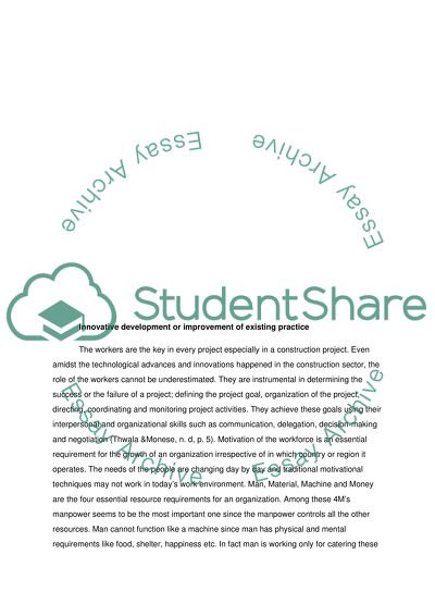 Innovative Development and Improvement of Existing Practice