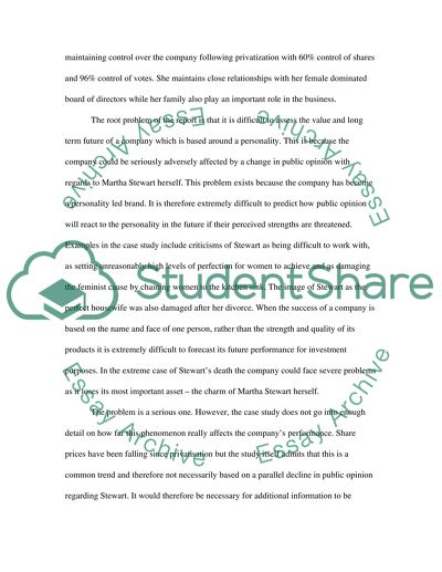 Martha Stewarts Case Analysis