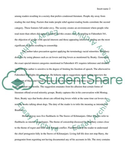 Comparison of Similar Themes: Fahrenheit 451 V The Snows of Kilimanjaro