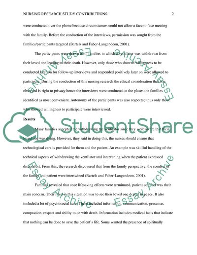 Nursing research study contributions