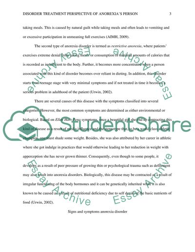 Effects of Anorexia Disorder on Ellen Hart-Pena