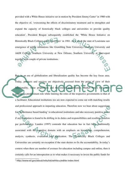 Impact of implementation of performance based funding on Historically Black Colleges and Universities in Louisiana