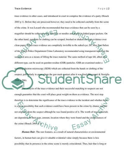 Evidential Value of Trace Evidence