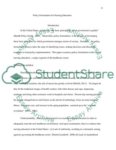 Policy Formulation for Nursing Education