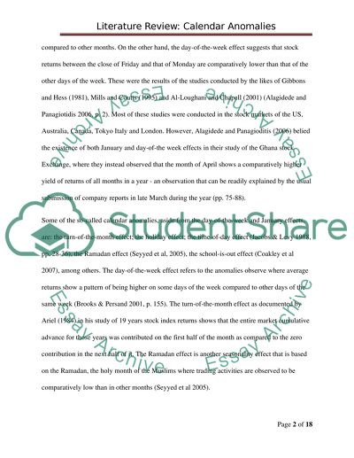 Calendar Anomalies: Definition and Background Information