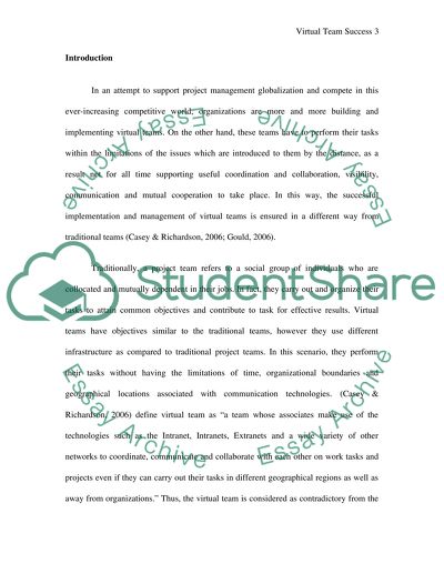 Virtual Team success